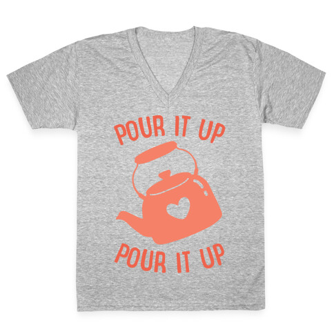 Pour It Up Tea Kettle V-Neck Tee Shirt