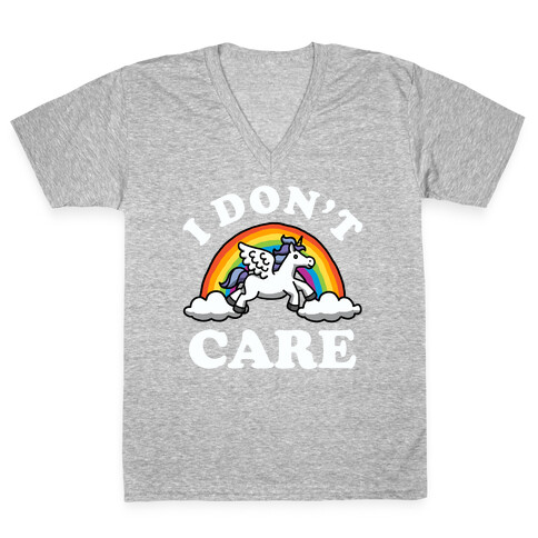 I Don't Care (Unicorn) V-Neck Tee Shirt