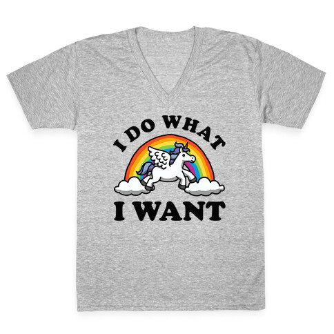 I Do What I Want (Unicorn) V-Neck Tee Shirt