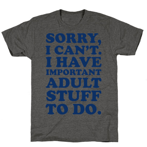 Sorry I Can't I Have Important Adult Stuff to Do T-Shirt