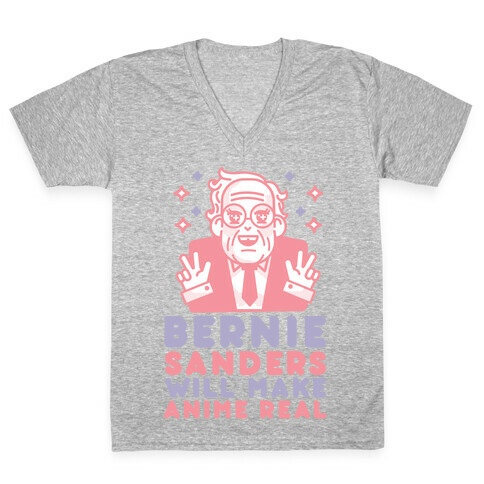 Bernie Sanders Will Make Anime Real V-Neck Tee Shirt
