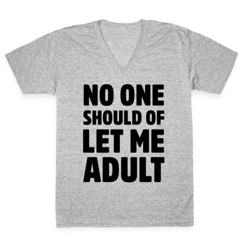 No One Should Let Me Adult V-Neck Tee Shirt