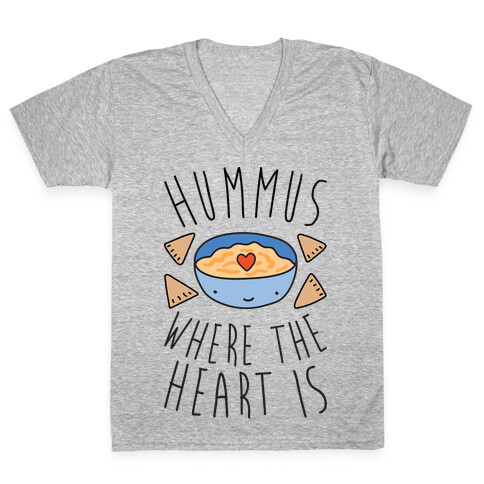 Hummus Where The Heart Is V-Neck Tee Shirt