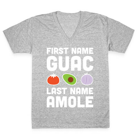 First Name Guac Last Name Amole V-Neck Tee Shirt