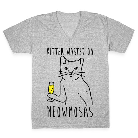 Kitten Wasted On Meowmosas V-Neck Tee Shirt