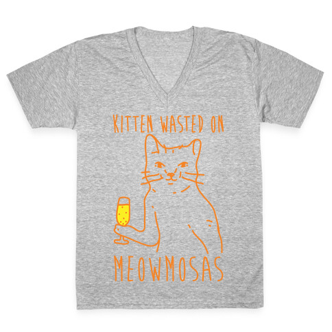Kitten Wasted On Meowmosas V-Neck Tee Shirt