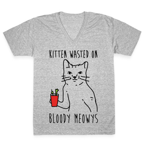 Kitten Wasted On Bloody Meowys V-Neck Tee Shirt