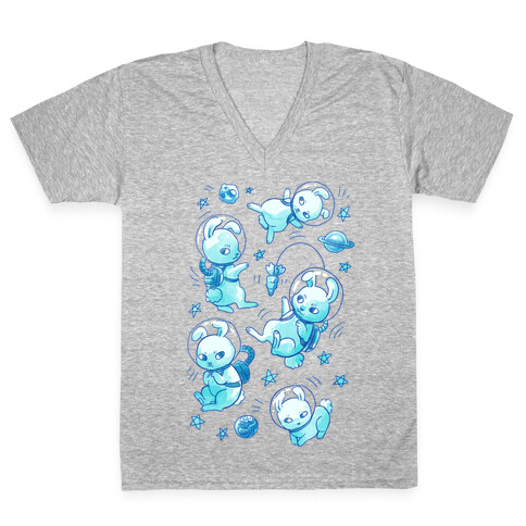 Bunnies In Space V-Neck Tee Shirt