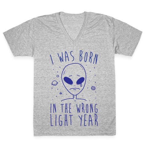 I Was Born In The Wrong Light Year V-Neck Tee Shirt