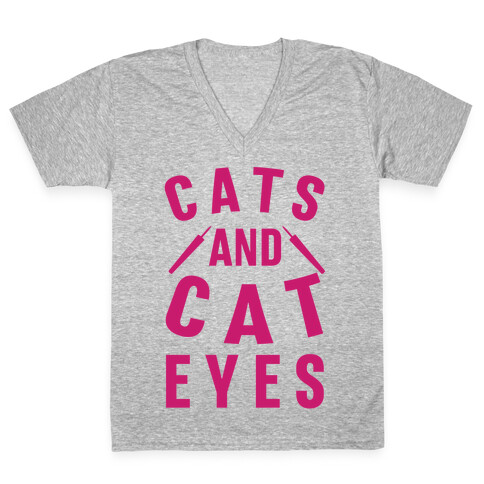 Cats and Cat Eyes V-Neck Tee Shirt