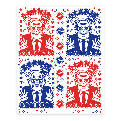 Red White and Blue Anime Bernie  Stickers and Decal Sheet