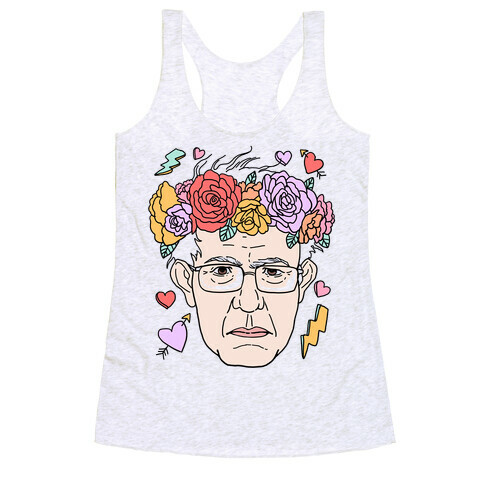 Bernie With Flower Crown Racerback Tank Top