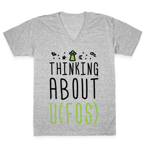 Thinking About UFOs V-Neck Tee Shirt