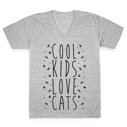 Cool Kids Love Cats V-Neck Tee Shirt