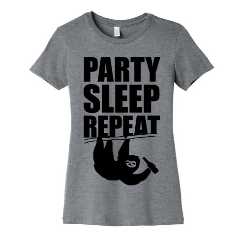 Party Sleep Repeat Sloth Womens T-Shirt