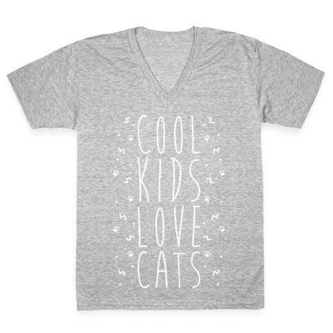 Cool Kids Love Cats V-Neck Tee Shirt