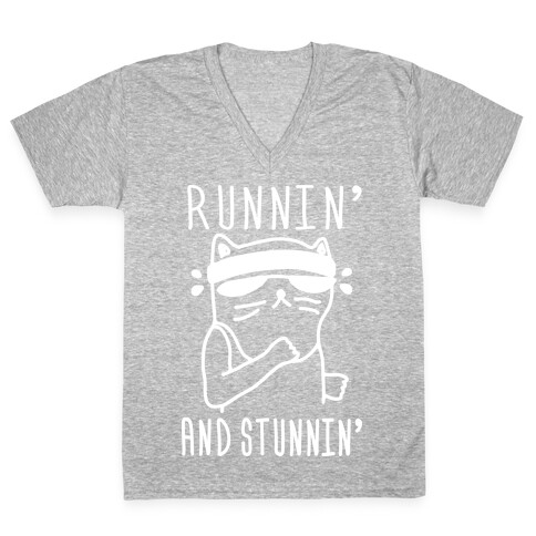 Runnin' And Stunnin' Cat V-Neck Tee Shirt