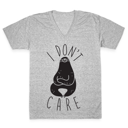 I Don't Care Sloth V-Neck Tee Shirt