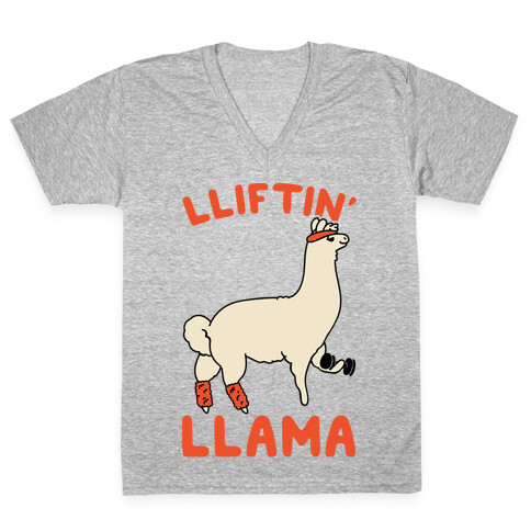 Lifting Llama V-Neck Tee Shirt