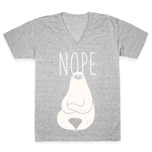 Nope Sloth V-Neck Tee Shirt