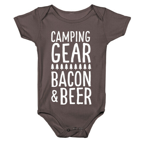 Camping Gear, Bacon, & Beer Baby One-Piece