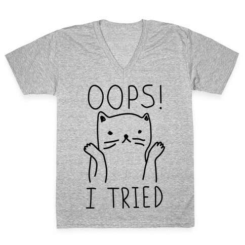 Oops I Tried Cat V-Neck Tee Shirt