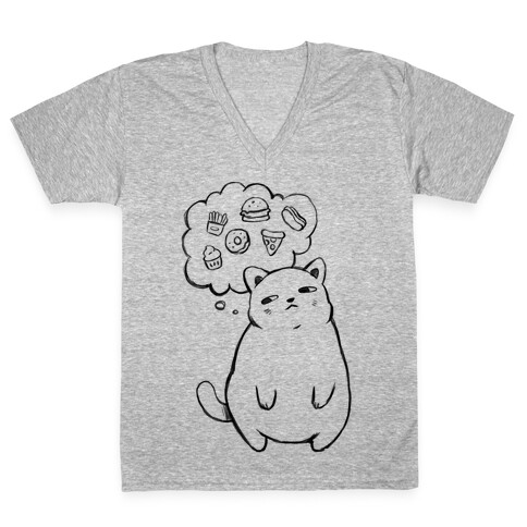 Tubby Cat Food Dreams V-Neck Tee Shirt