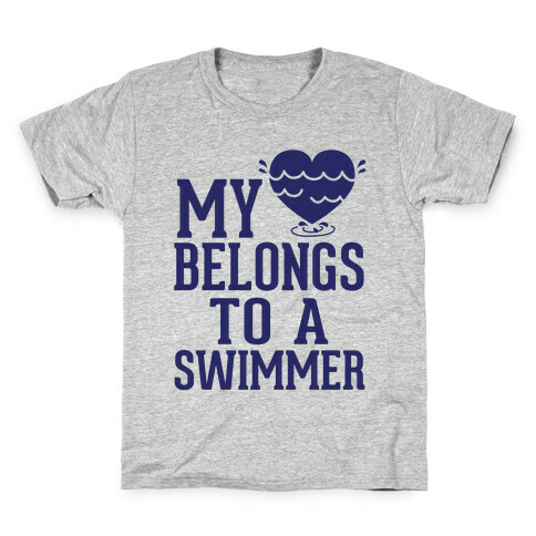 My Heart Belongs To A Swimmer Kids T-Shirt