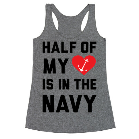 Half My Heart Is In The Navy Racerback Tank Top