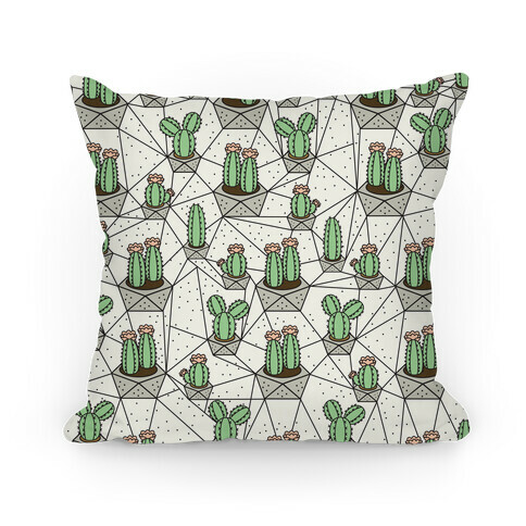 Geometric Cactus Pattern Pillow