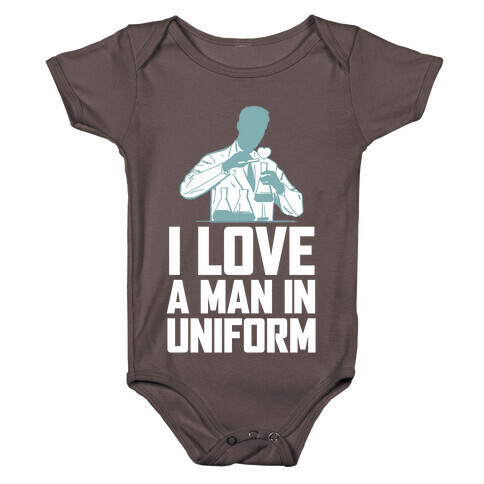 I Love A Man In Uniform (White Ink) Baby One-Piece