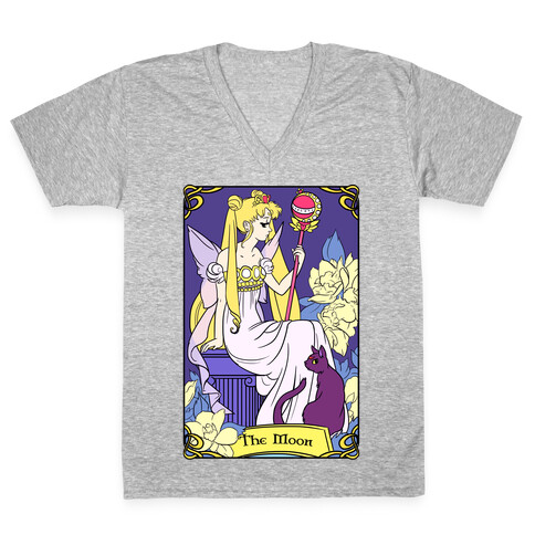 The Moon Tarot V-Neck Tee Shirt