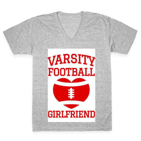 Varsity Football Girlfriend (red) V-Neck Tee Shirt