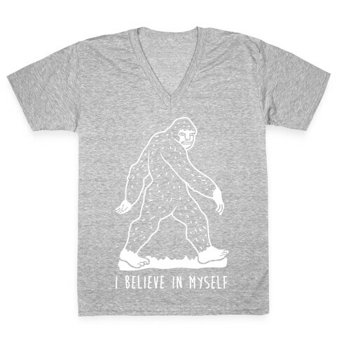 I Believe In Myself Bigfoot V-Neck Tee Shirt