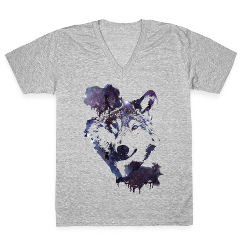 Space Wolf V-Neck Tee Shirt