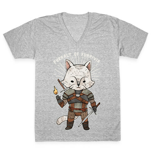 The Whisker Purralt Of Furrivia Cat Parody V-Neck Tee Shirt