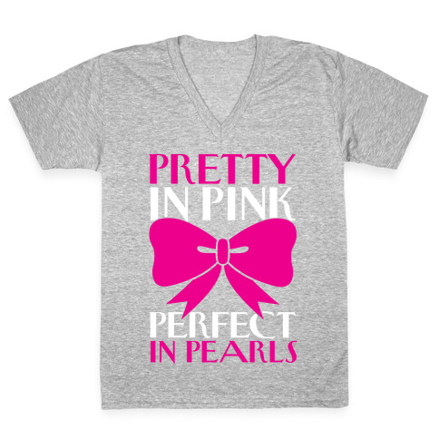 Pink And Pearls V-Neck Tee Shirt