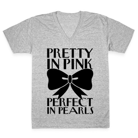 Pink And Pearls V-Neck Tee Shirt