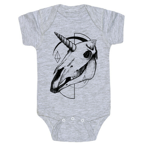 Geometric Occult Unicorn Skull Baby One-Piece