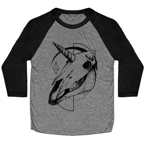 Geometric Occult Unicorn Skull Baseball Tee