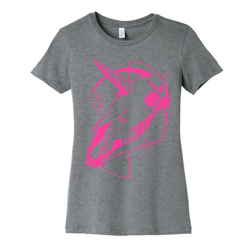 Geometric Occult Unicorn Skull Womens T-Shirt