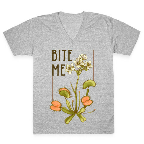 Bite Me Venus Flytrap V-Neck Tee Shirt