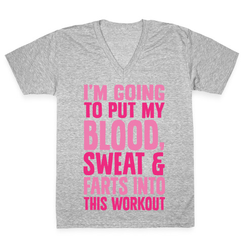 Putting My Blood Sweat and Farts Into This Workout V-Neck Tee Shirt