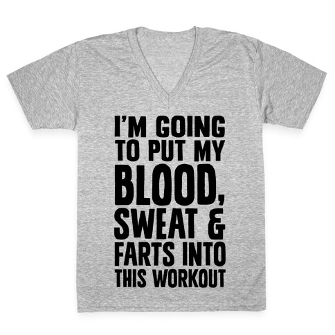 Putting My Blood Sweat and Farts Into This Workout V-Neck Tee Shirt