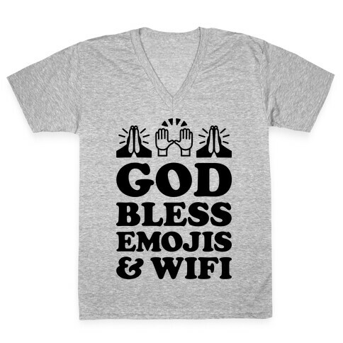 God Bless Emojis & Wifi V-Neck Tee Shirt