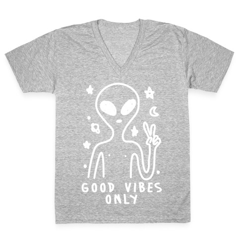 Good Vibes Only Alien V-Neck Tee Shirt