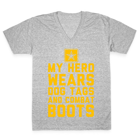 My Hero Wears Dog Tags And Combat Boots V-Neck Tee Shirt