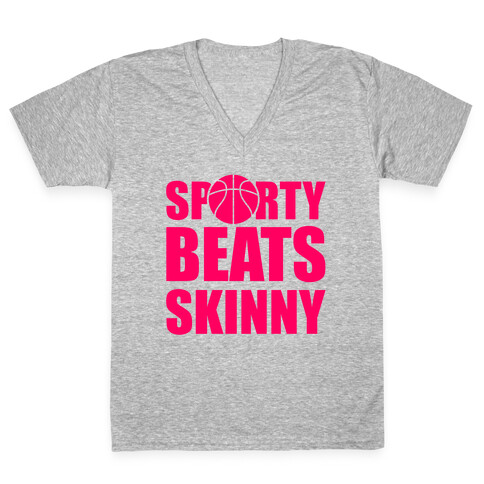 Sporty Beats Skinny (Basketball) V-Neck Tee Shirt