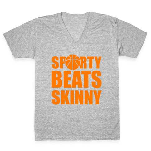 Sporty Beats Skinny (Basketball) V-Neck Tee Shirt