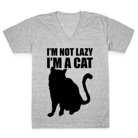 I'm Not Lazy I'm A Cat V-Neck Tee Shirt